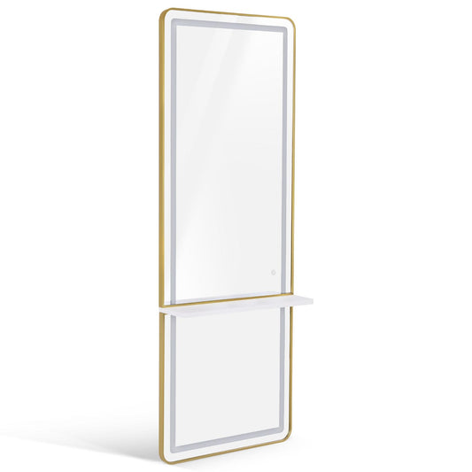 BP Friseurspiegel Wandspiegel - Aluminiumrahmen - 3 Stufige LED Beleuchtung mit Touchfunktion 177cm x 65cm x 17cm J6271