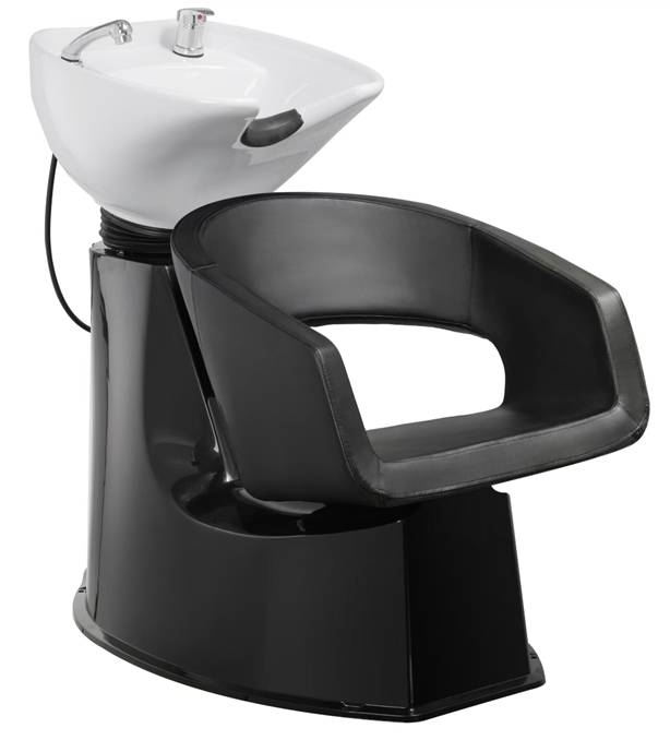 WK ROLLS 2.0 - Friseurwaschbecken Friseur Waschplatz Waschsessel Rückwärtswaschbecken ( Schwarz / Weiß )