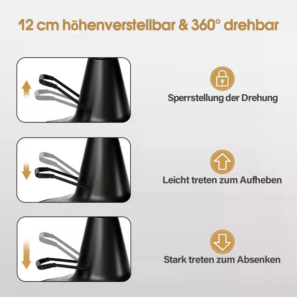 BP Friseurstuhl mit Kopfstütze Kippbar Friseureinrichtung mit Hydraulikpumpe 360° Drehbar Bedienungsstuhl Höhenverstellbar Barber Stuhl Friseurstühle Kunstleder 3841 Schwarz