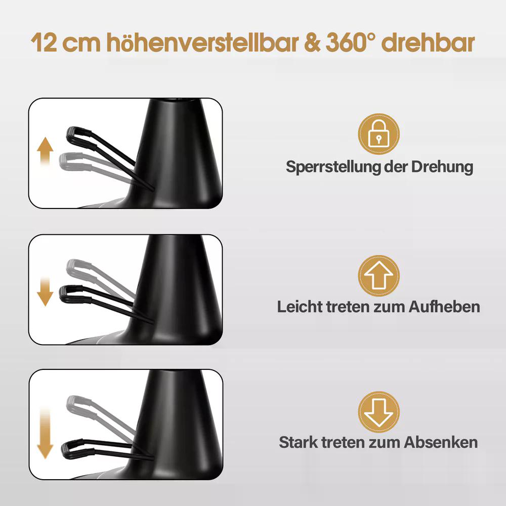 BP Friseurstuhl mit Kopfstütze Kippbar Friseureinrichtung mit Hydraulikpumpe 360° Drehbar Bedienungsstuhl Höhenverstellbar Barber Stuhl Friseurstühle Kunstleder 3856 Schwarz