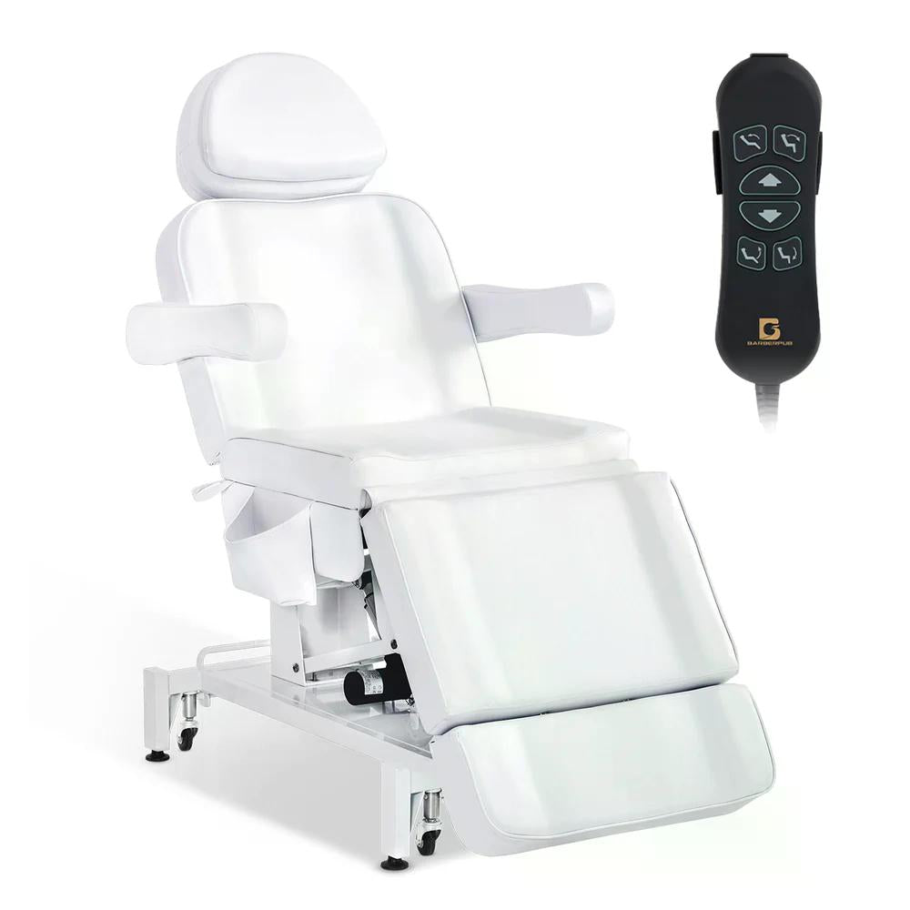 BP Kosmetikliege Elektrisch mit 3 Motoren & Rollen Massageliege Klappbar & 18CM Höhenverstellbar 180°Drehbare Armlehnen Tattoo Liege für SPA Salon 0754 Schwarz