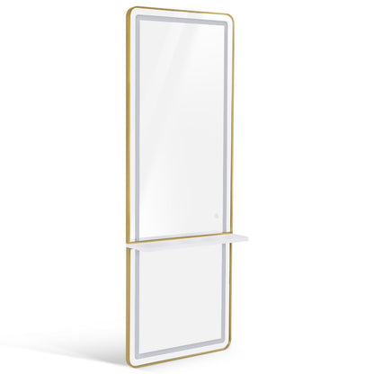 BP Friseurspiegel Wandspiegel - Aluminiumrahmen - 3 Stufige LED Beleuchtung mit Touchfunktion 177cm x 65cm x 17cm J6271