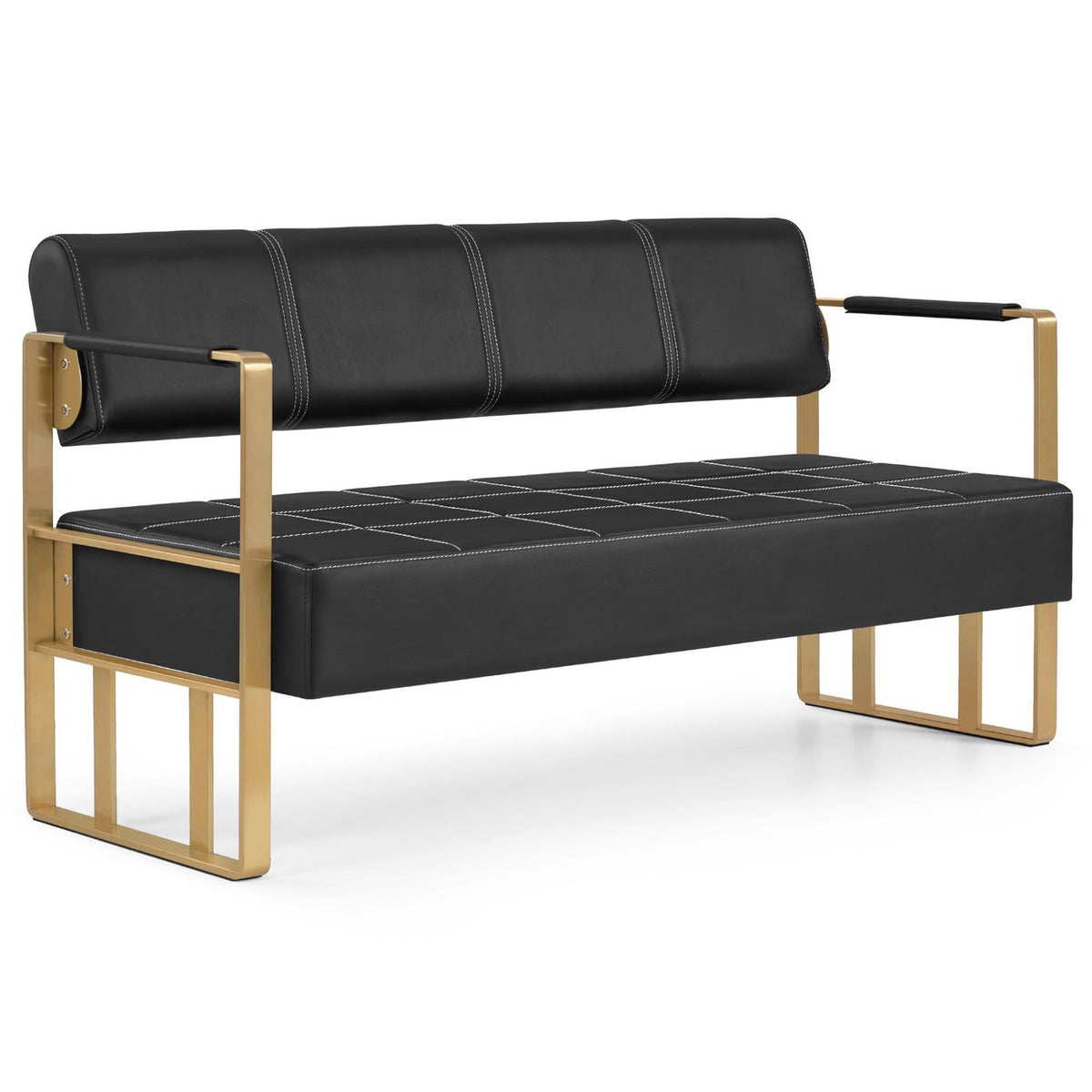 BP 3er Sitzbank mit Goldenen Armlehne W528 Schwarz-Gold / Schwarz-Schwarz
