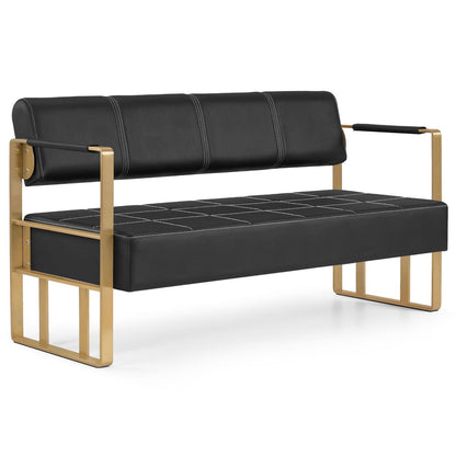 BP 3er Sitzbank mit Goldenen Armlehne W528 Schwarz-Gold / Schwarz-Schwarz