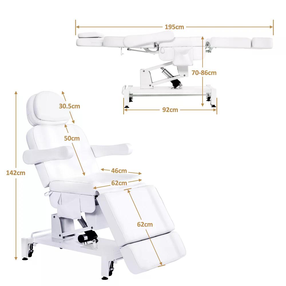 BP Kosmetikliege Elektrisch mit 3 Motoren & Rollen Massageliege Klappbar & 18CM Höhenverstellbar 180°Drehbare Armlehnen Tattoo Liege für SPA Salon 0754 Schwarz