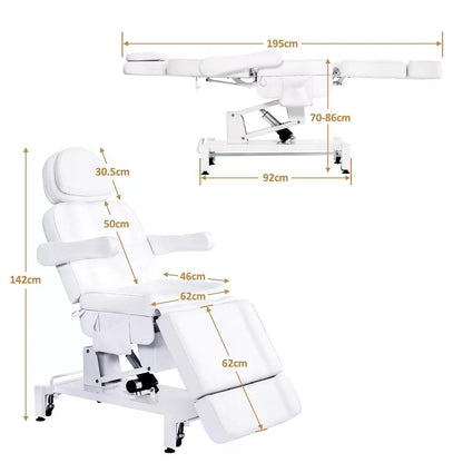 BP Kosmetikliege Elektrisch mit 3 Motoren & Rollen Massageliege Klappbar & 18CM Höhenverstellbar 180°Drehbare Armlehnen Tattoo Liege für SPA Salon 0754 Schwarz