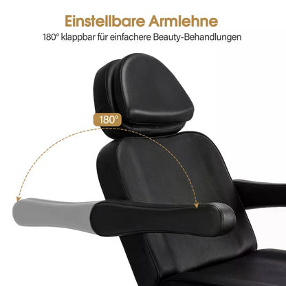 BP Kosmetikliege Elektrisch mit 3 Motoren & Rollen Massageliege Klappbar & 18CM Höhenverstellbar 180°Drehbare Armlehnen Tattoo Liege für SPA Salon 0754 Schwarz