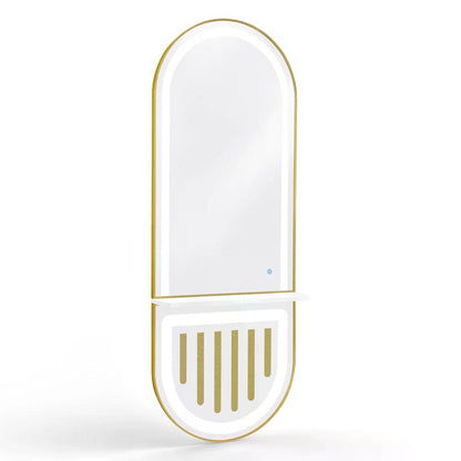 BP Wandspiegel mit Beleuchtung Ganzkörperspiegel mit Aluminiumrahmen Spiegel Groß mit Ablage Touch-Schalter 3 Lichtfarben Dimmbar Mondern für Friseursalon 17x65x177 cm J6257