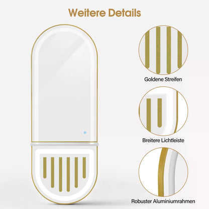 BP Wandspiegel mit Beleuchtung Ganzkörperspiegel mit Aluminiumrahmen Spiegel Groß mit Ablage Touch-Schalter 3 Lichtfarben Dimmbar Mondern für Friseursalon 17x65x177 cm J6257