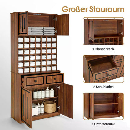 BP Handtuchschrank mit 2 Schubladen 42 offenen Fächern 4 Schränken Badezimmerschrank Hochschrank Aufbewahrungsschrank Holz für Friseursalon Schönheitssalon R6194 R6179