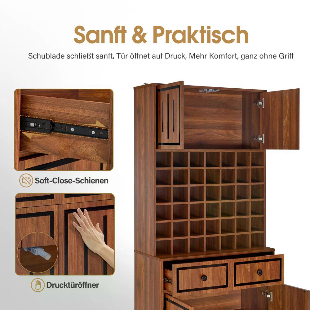 BP Handtuchschrank mit 2 Schubladen 42 offenen Fächern 4 Schränken Badezimmerschrank Hochschrank Aufbewahrungsschrank Holz für Friseursalon Schönheitssalon R6194 R6179