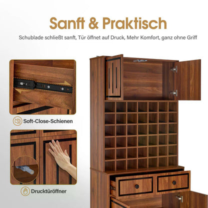 BP Handtuchschrank mit 2 Schubladen 42 offenen Fächern 4 Schränken Badezimmerschrank Hochschrank Aufbewahrungsschrank Holz für Friseursalon Schönheitssalon R6194 R6179