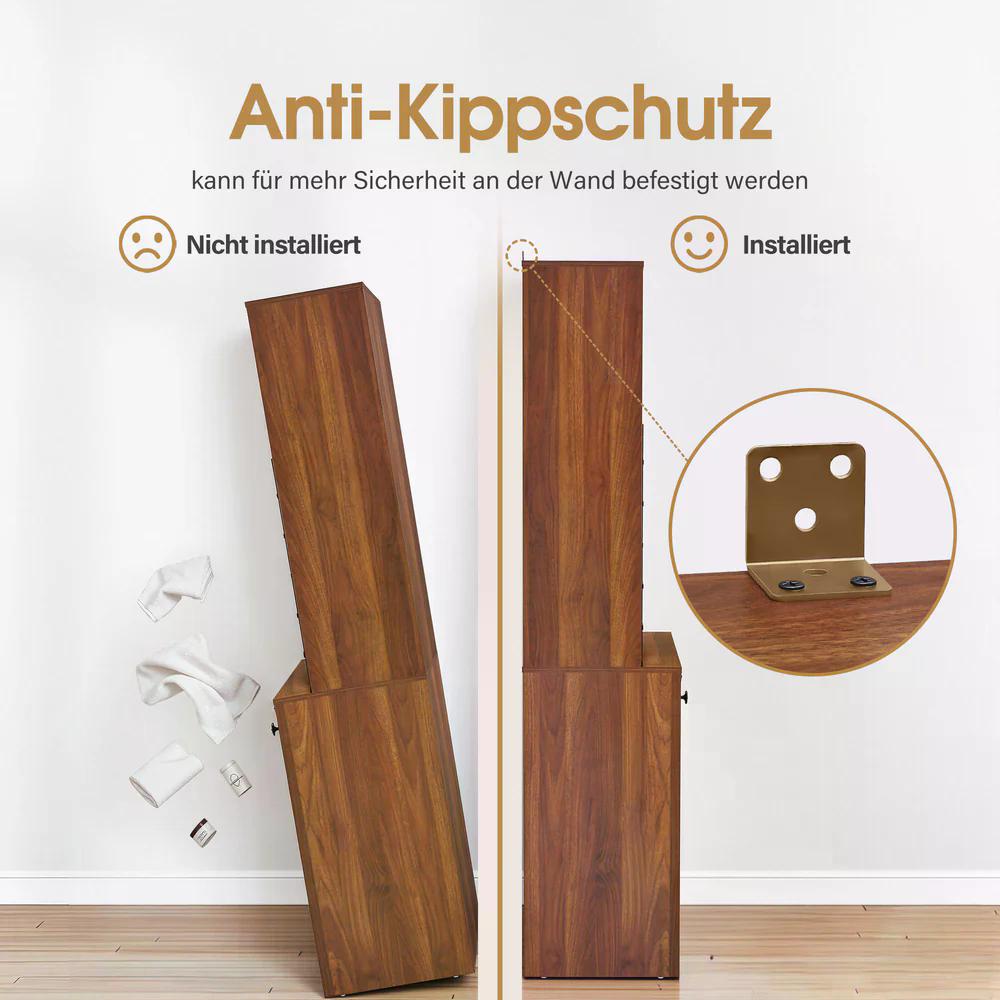 BP Handtuchschrank mit 2 Schubladen 42 offenen Fächern 4 Schränken Badezimmerschrank Hochschrank Aufbewahrungsschrank Holz für Friseursalon Schönheitssalon R6194 R6179