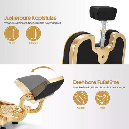 BP Friseurstuhl mit Kopfstütze Kippbar Friseureinrichtung mit Hydraulikpumpe 360° Drehbar Höhenverstellbarer Bedienungsstuhl im Vintage Stil Barber Stuhl Kunstleder 2965 Gold-Schwarz