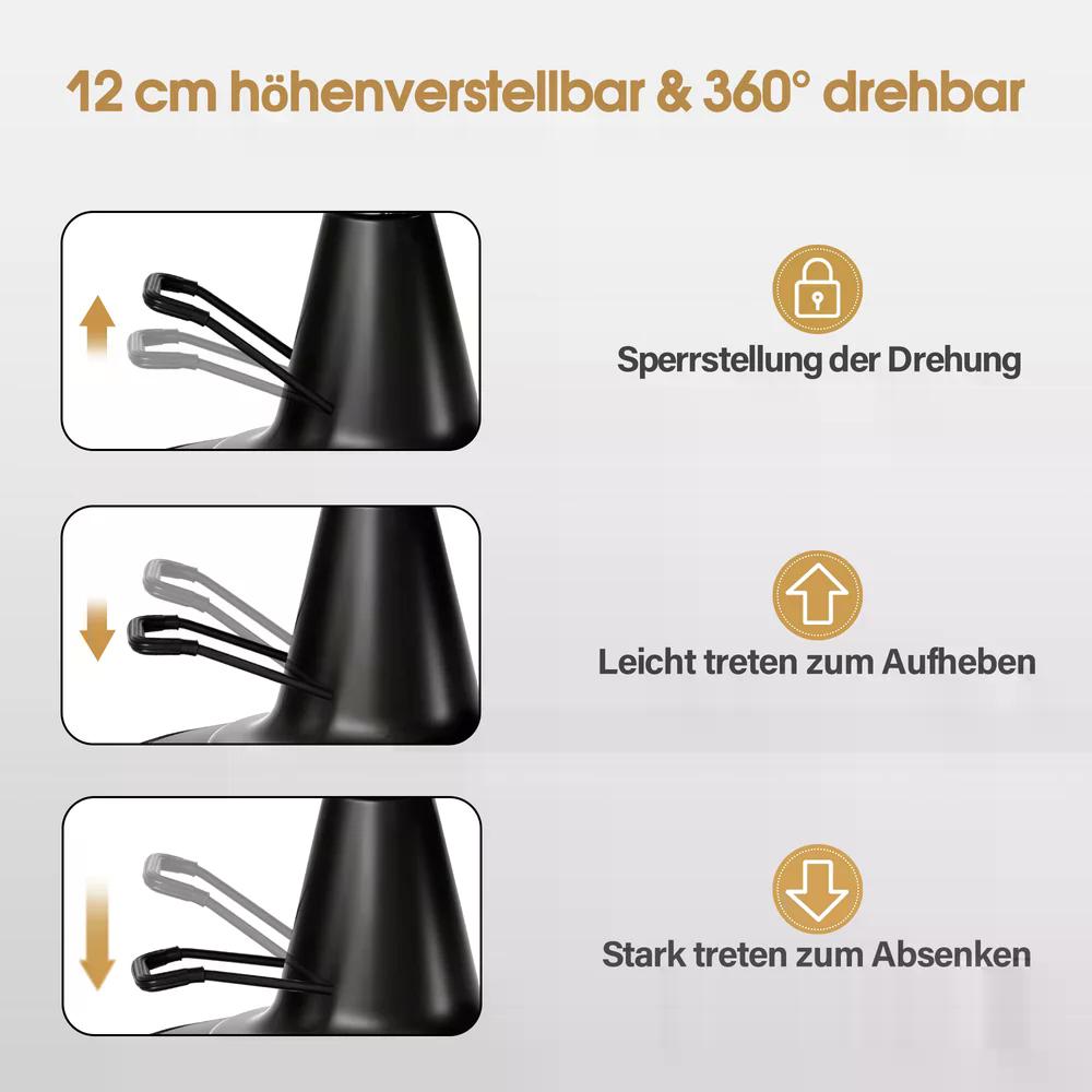 BP Friseurstuhl mit Kopfstütze Kippbar Friseureinrichtung mit Hydraulikpumpe 360° Drehbar Höhenverstellbarer Bedienungsstuhl im Vintage Stil Barber Stuhl Kunstleder 3813 Schwarz