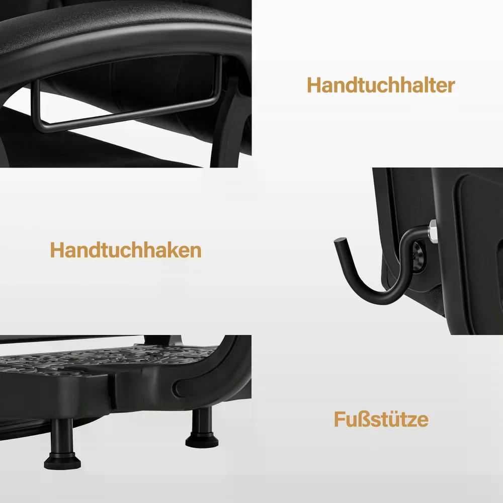 BP Friseurstuhl mit Kopfstütze Kippbar Friseureinrichtung mit Hydraulikpumpe 360° Drehbar Höhenverstellbarer Bedienungsstuhl im Vintage Stil Barber Stuhl Kunstleder 3813 Schwarz