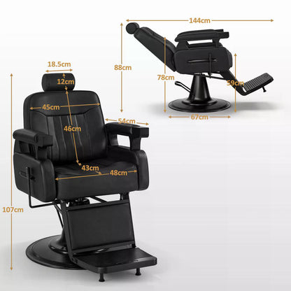 BP Friseurstuhl mit Kopfstütze Kippbar Friseureinrichtung mit Hydraulikpumpe 360° Drehbar Bedienungsstuhl Höhenverstellbar Barber Stuhl Friseurstühle Kunstleder 3856 Schwarz