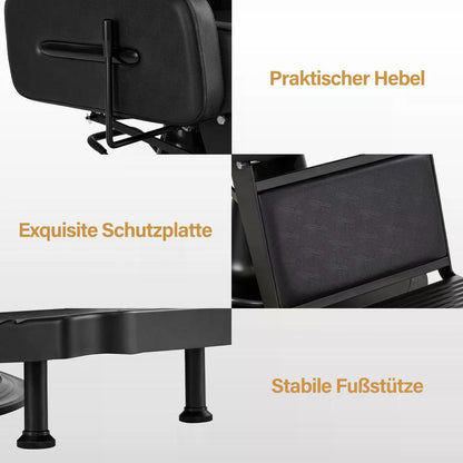 BP Friseurstuhl mit Kopfstütze Kippbar Friseureinrichtung mit Hydraulikpumpe 360° Drehbar Bedienungsstuhl Höhenverstellbar Barber Stuhl Friseurstühle Kunstleder 3856 Schwarz