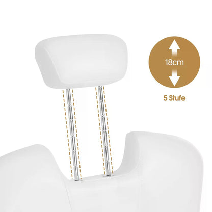 BP Pediküre Stuhl mit Fußbadewanne Friseurstuhl Höhenverstellbar & Kippbar Fußpflegestuhl für Nagelstudio Retro F0371 Gold-Weiß