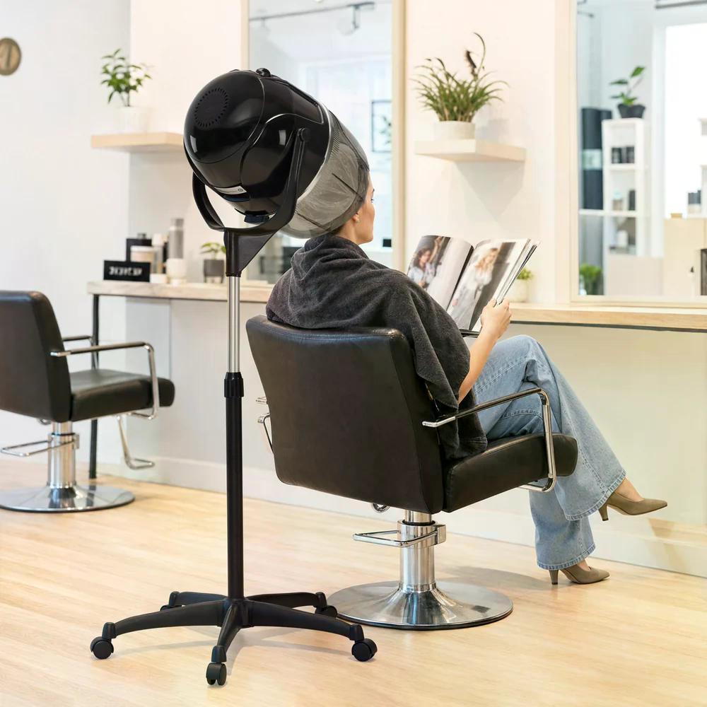 BP Stehende Trockenhaube für Haare 128-163,5 cm Höhenverstellbar 1100W Trockenhaube Schwebehaube Föhnhaube mit 0-75°C & 60 Min Timer Verstellbar Friseurhaube für Salon TR317 Schwarz