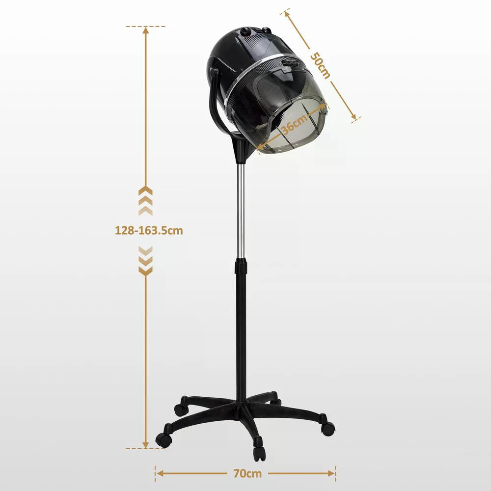 BP Stehende Trockenhaube für Haare 128-163,5 cm Höhenverstellbar 1100W Trockenhaube Schwebehaube Föhnhaube mit 0-75°C & 60 Min Timer Verstellbar Friseurhaube für Salon TR317 Schwarz