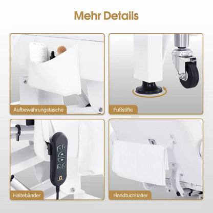 BP Kosmetikliege Elektrisch mit 3 Motoren & Rollen Massageliege Klappbar & 18CM Höhenverstellbar 180°Drehbare Armlehnen Tattoo Liege für SPA Salon 0754 Schwarz