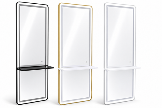 BP Friseurspiegel Wandspiegel - Aluminiumrahmen - 3 Stufige LED Beleuchtung mit Touchfunktion 177cm x 65cm x 17cm J6271