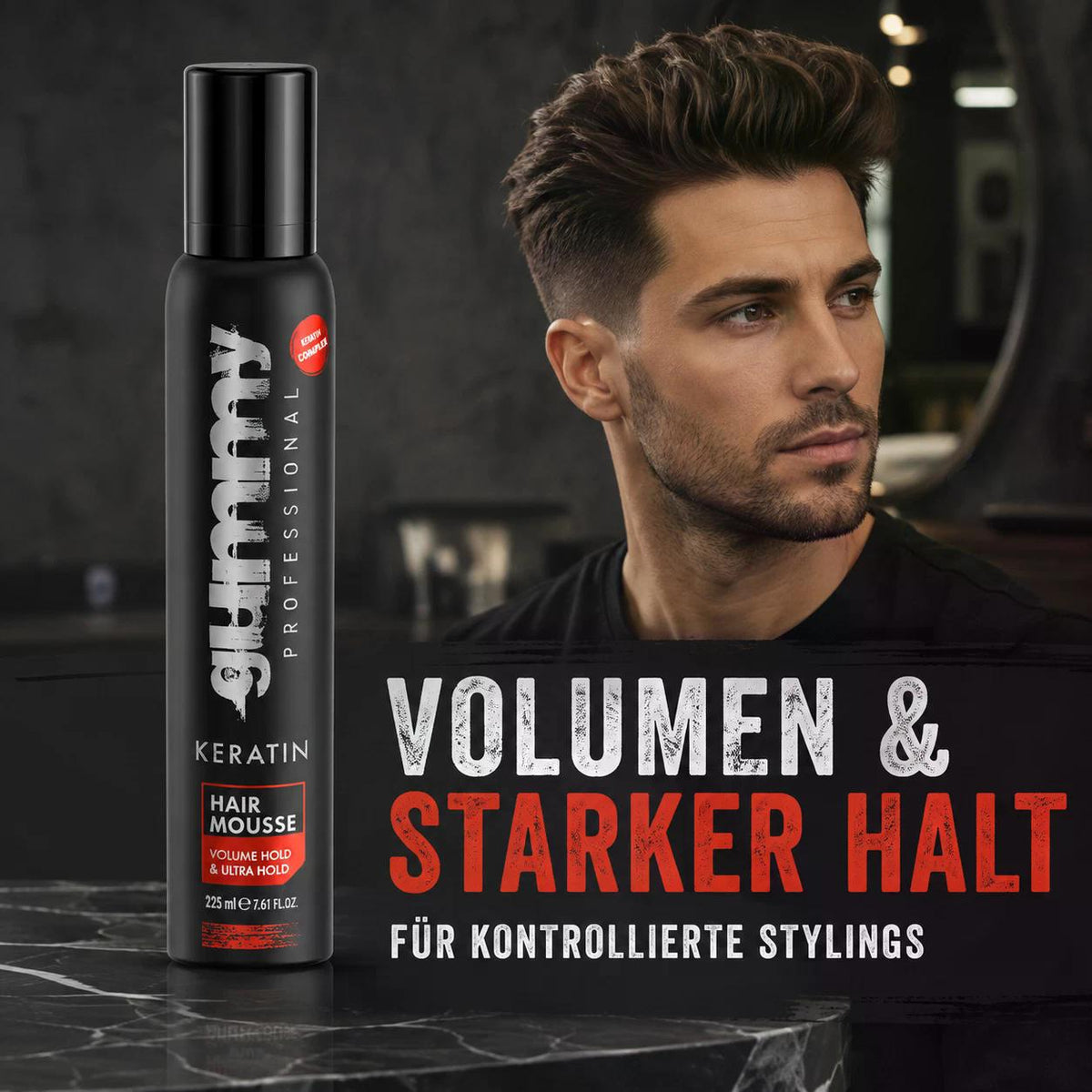 FONEX Gummy Professional Haar -Mousse, Flexibilität, Voluminös und Glänzend, 225 ml Ultra Hold
