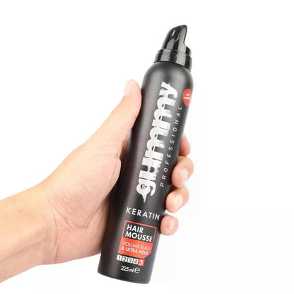 FONEX Gummy Professional Haar -Mousse, Flexibilität, Voluminös und Glänzend, 225 ml Ultra Hold