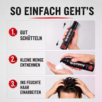 FONEX Gummy Professional Haar -Mousse, Flexibilität, Voluminös und Glänzend, 225 ml Ultra Hold