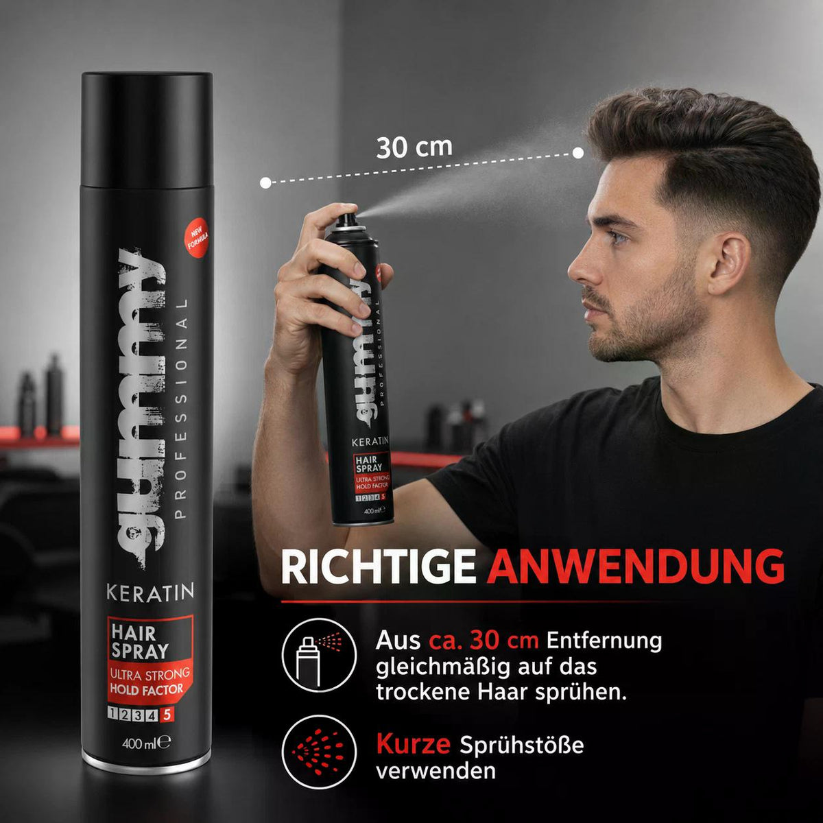 FONEX Gummy Professional Haarspray 400 ml – Ultra starker Halt & schnelltrocknend