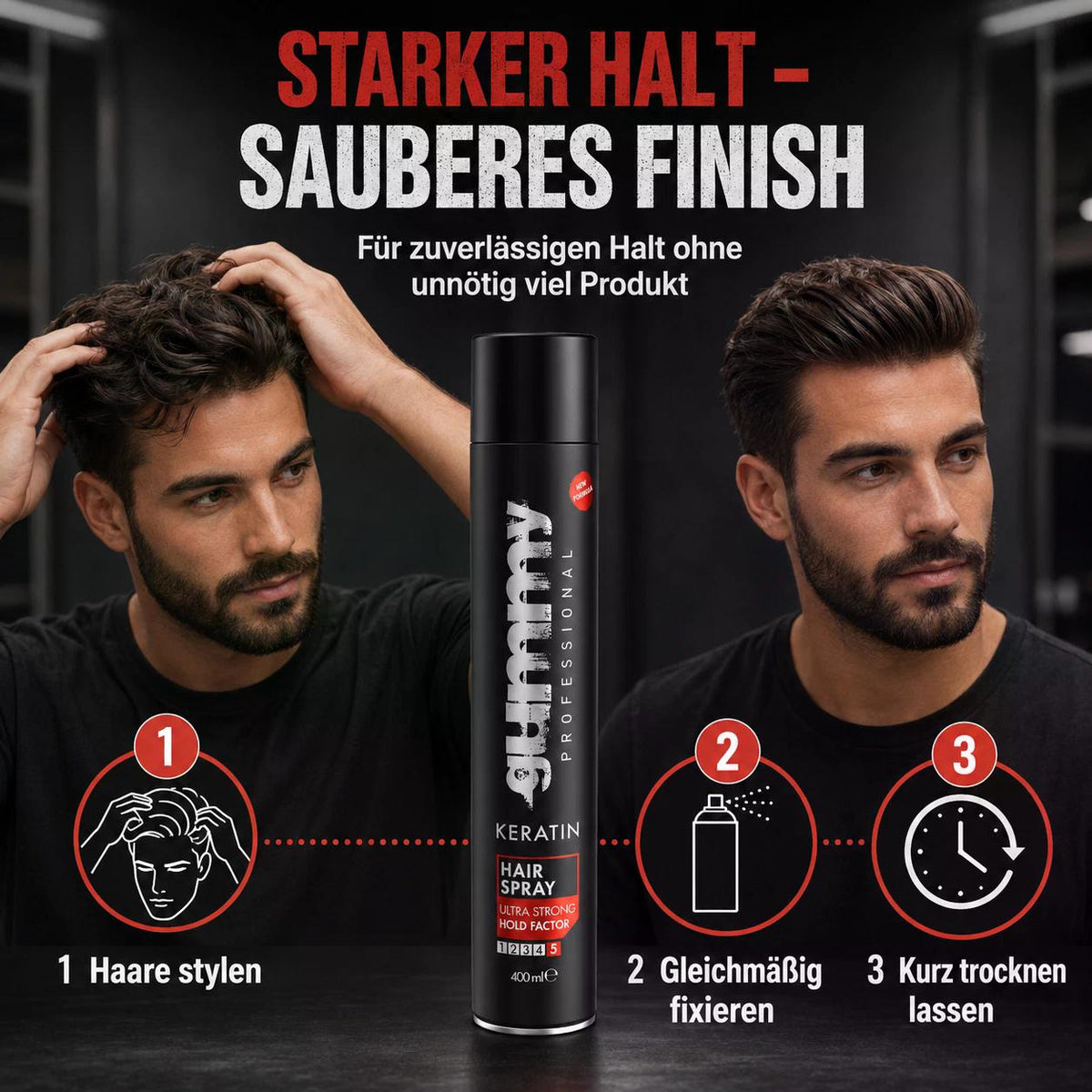 FONEX Gummy Professional Haarspray 400 ml – Ultra starker Halt & schnelltrocknend