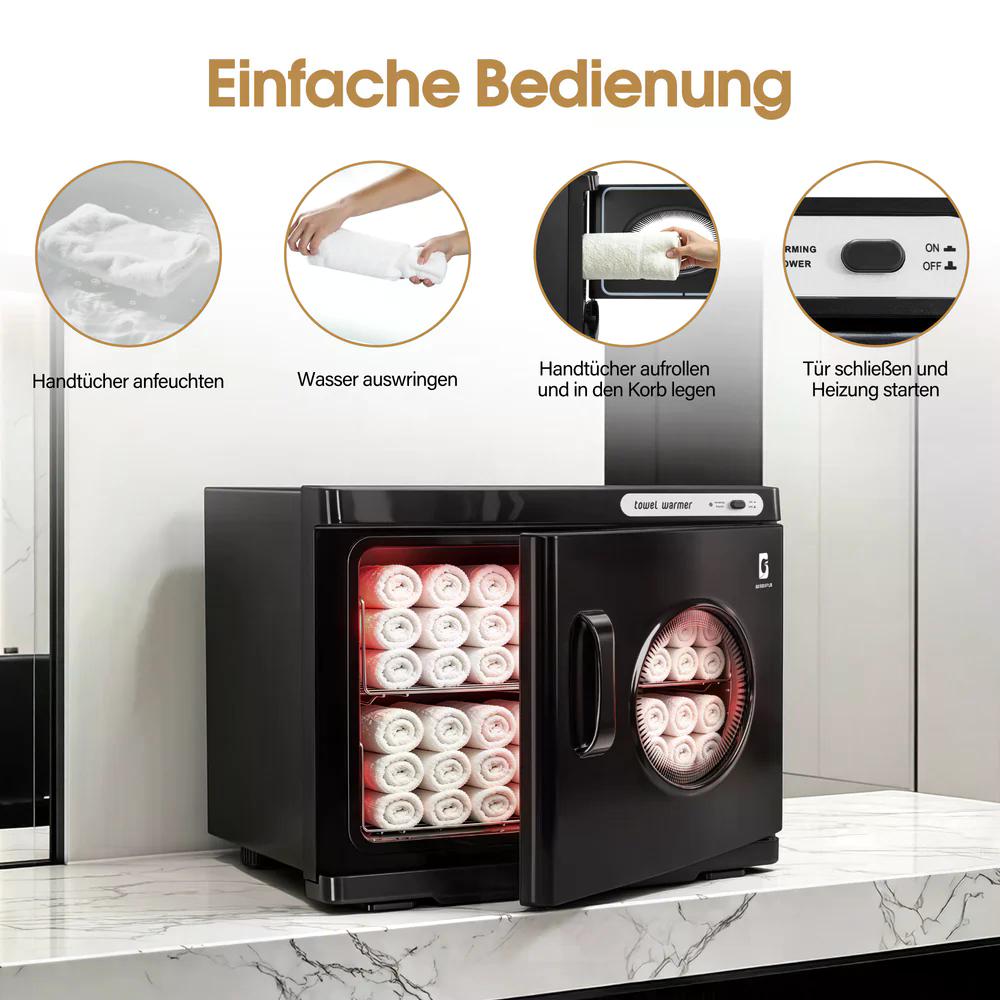 BP 24L Handtuchwärmer Handtuchheizschrank 40–48 Handtücher Handtuchheizkörper Elektrisch Heißhandtuchwärmer 360° Heizfunktion für Spa Friseursalon & Kosmetikstudio HW224