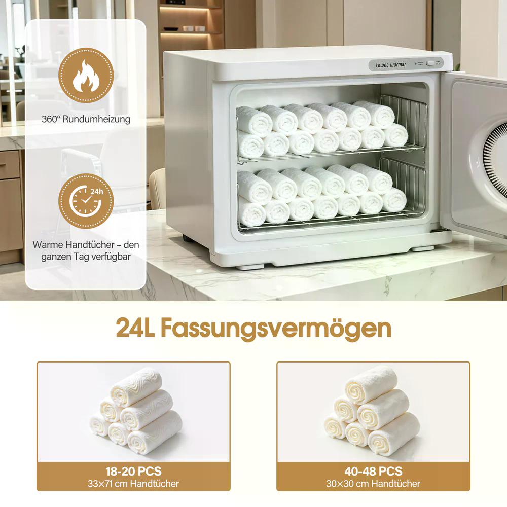 BP 24L Handtuchwärmer Handtuchheizschrank 40–48 Handtücher Handtuchheizkörper Elektrisch Heißhandtuchwärmer 360° Heizfunktion für Spa Friseursalon & Kosmetikstudio HW224