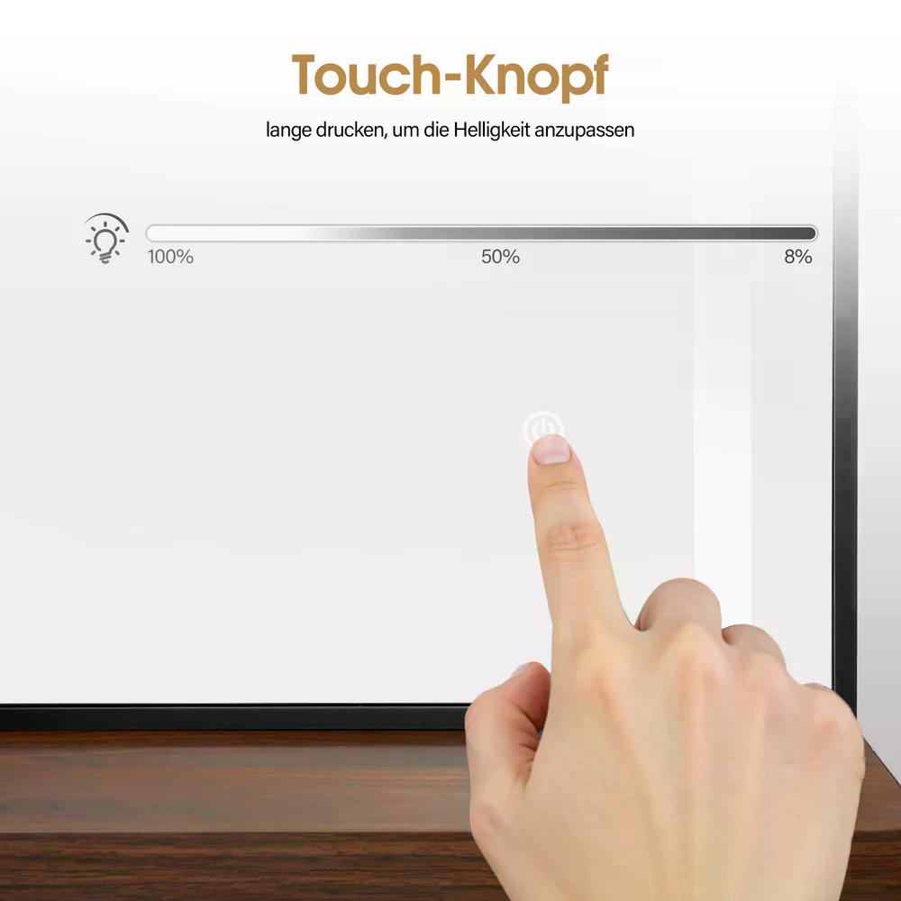BP Wandspiegel mit Beleuchtung Ganzkörperspiegel mit Aluminiumrahmen Großer Spiegel mit Ablage Touch-Schalter 3 Lichtfarben Dimmbar für Friseursalon J6298