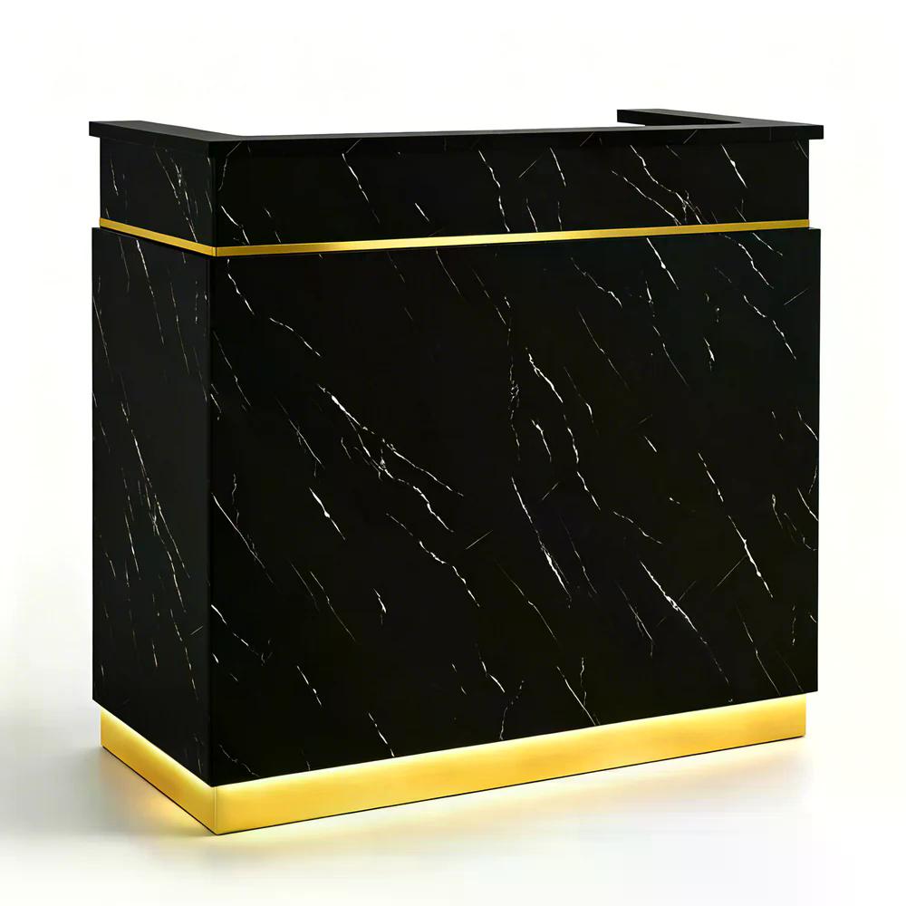 BP Empfangstheke mit 3 Schubladen 1 Schrank Beleuchtung abschließbar Rezeptionstheke Kassentheke für Friseursalon 55x120x107 cm R9759