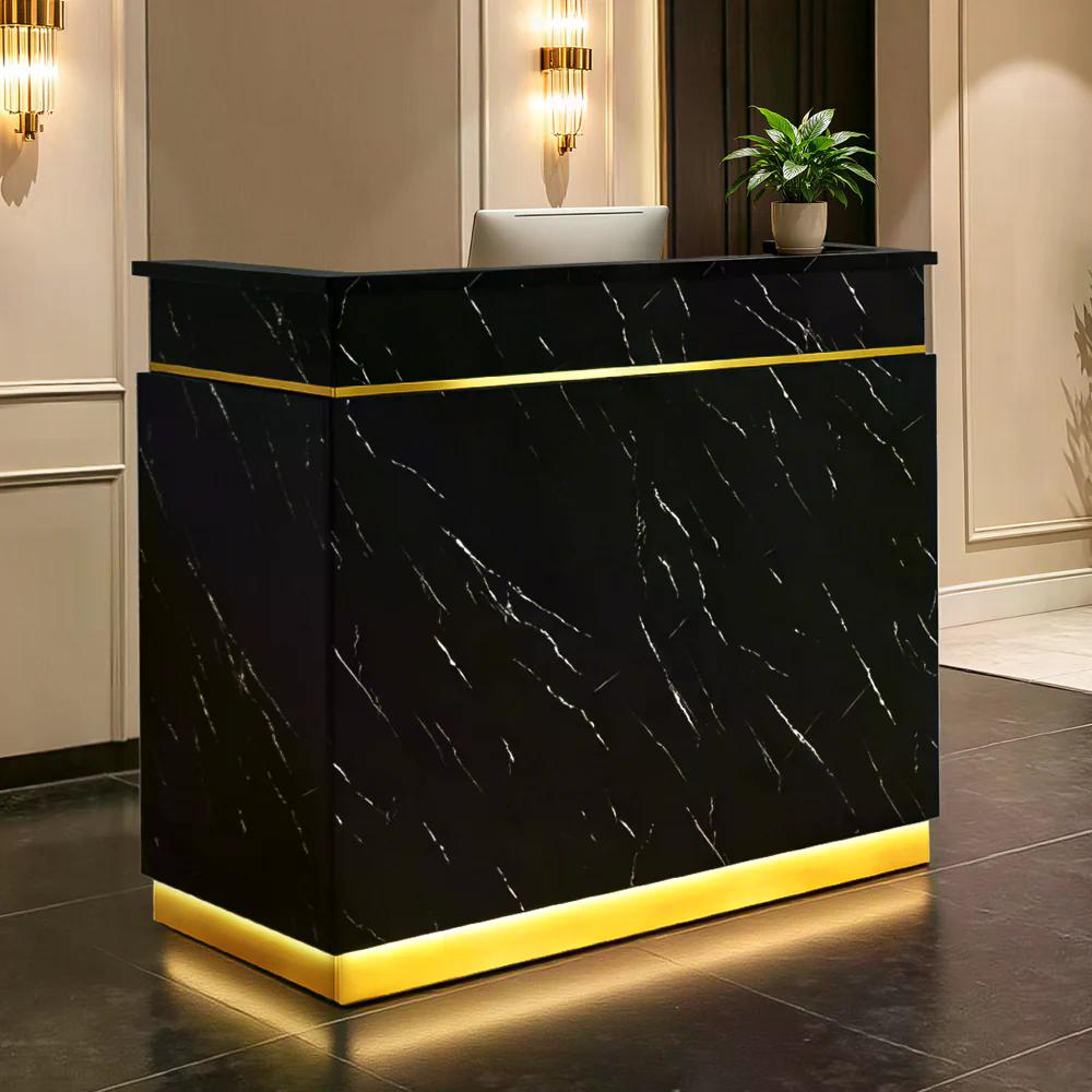 BP Empfangstheke mit 3 Schubladen 1 Schrank Beleuchtung abschließbar Rezeptionstheke Kassentheke für Friseursalon 55x120x107 cm R9759