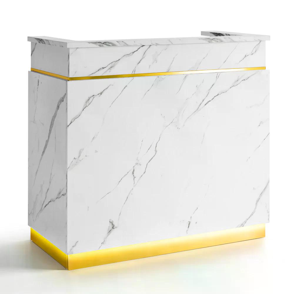 BP Empfangstheke mit 3 Schubladen 1 Schrank Beleuchtung abschließbar Rezeptionstheke Kassentheke für Friseursalon 55x120x107 cm R9759