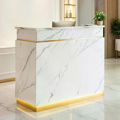 BP Empfangstheke mit 3 Schubladen 1 Schrank Beleuchtung abschließbar Rezeptionstheke Kassentheke für Friseursalon 55x120x107 cm R9759