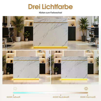 BP Empfangstheke mit 3 Schubladen 1 Schrank Beleuchtung abschließbar Rezeptionstheke Kassentheke für Friseursalon 55x120x107 cm R9759