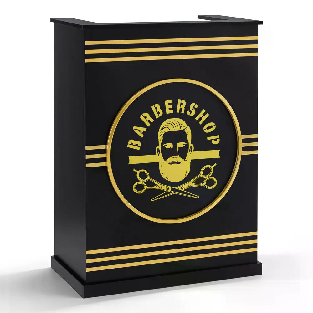 BP Empfangstheke mit 1 Schublade 1 Schrank abschließbar Empfangstresen Holz Rezeptionstheke schmal Kassentheke für Friseursalon 45x80x110 cm R9788 Schwarz