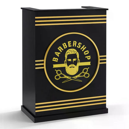 BP Empfangstheke mit 1 Schublade 1 Schrank abschließbar Empfangstresen Holz Rezeptionstheke schmal Kassentheke für Friseursalon 45x80x110 cm R9788 Schwarz