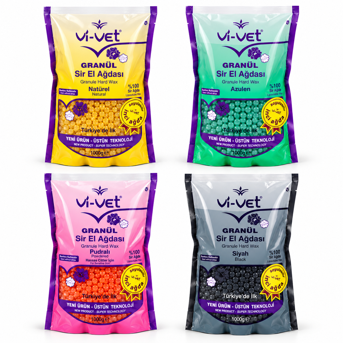 Vi-Vet Granül Heißwachsperlen Enthaarungswax 1000g ( Sorten Auswählbar )